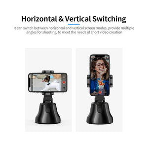 Portable Auto Face Tracking Smart Shooting Holder, 360° Rotation Selfie Stick Smartphone Live Stand Gimbal Stabilizer (Black)